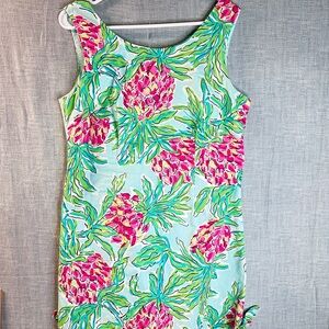 Lilly Pulitzer Girls Little Lilly Classic Shift Dress Pink Green Pineapple Sz 12